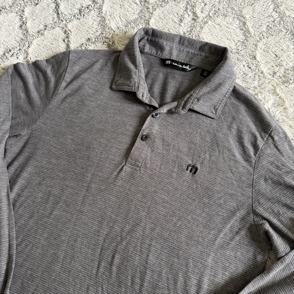 Travis‎ Mathew Yacht Club Performance Long Sleeve Polo Shirt Grey Men’s Med Golf